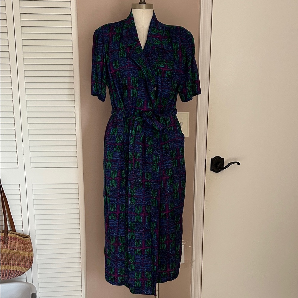 Vintage floral trench coat shirt dress size M to L
